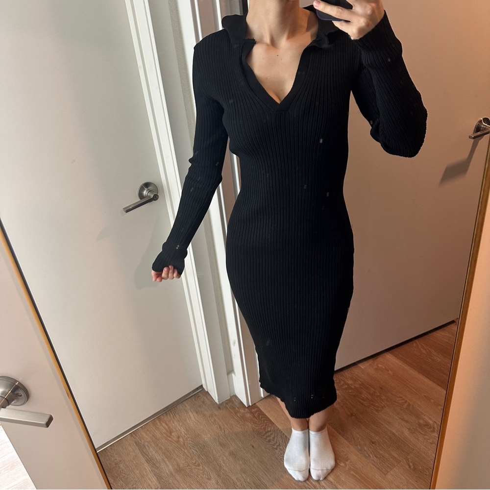 NWT Issey Miyake Archive Black Long Sleeve Rib Dress - Picture 2 of 8